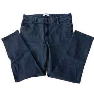 Oak + Fort Straight Leg Jeans Black Denim Women Size 29 Mid Rise Crop Minimalist